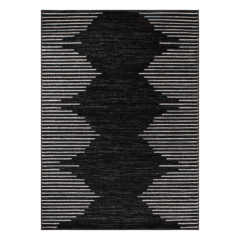 World Rug Gallery Area Rug Bohemian Stripe Jute Rug Carpets for Living Room Rugs for Sale - BLACK 6'6"X9'