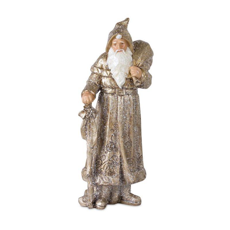 Gold and White Resin Santa Figurine Set