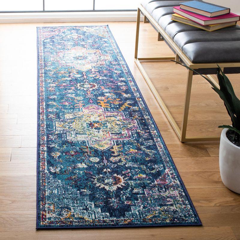 Crystal CRS501 Loomed Indoor Runner Rug - Navy/Fuchsia - 2'2"x7' - Safavieh