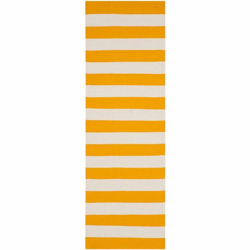 Yellow and Ivory Striped Cotton Runner Rug 2'3" x 6'