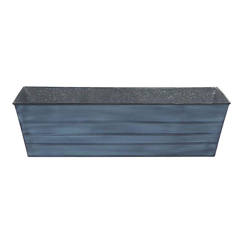 35.25" Large Galvanized Steel Flower Box Planter Nantucket Blue - ACHLA Designs: Wall-Mountable, Patina Finish, Rolled Edge