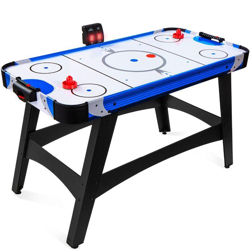 58-Inch Blue and White Air Hockey Table with LED Scoreboard