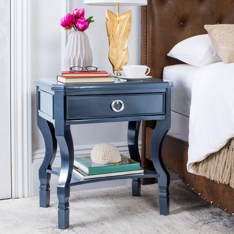 Alaia 1 Drawer Nightstand - FOX6275 - Navy - Safavieh Couture