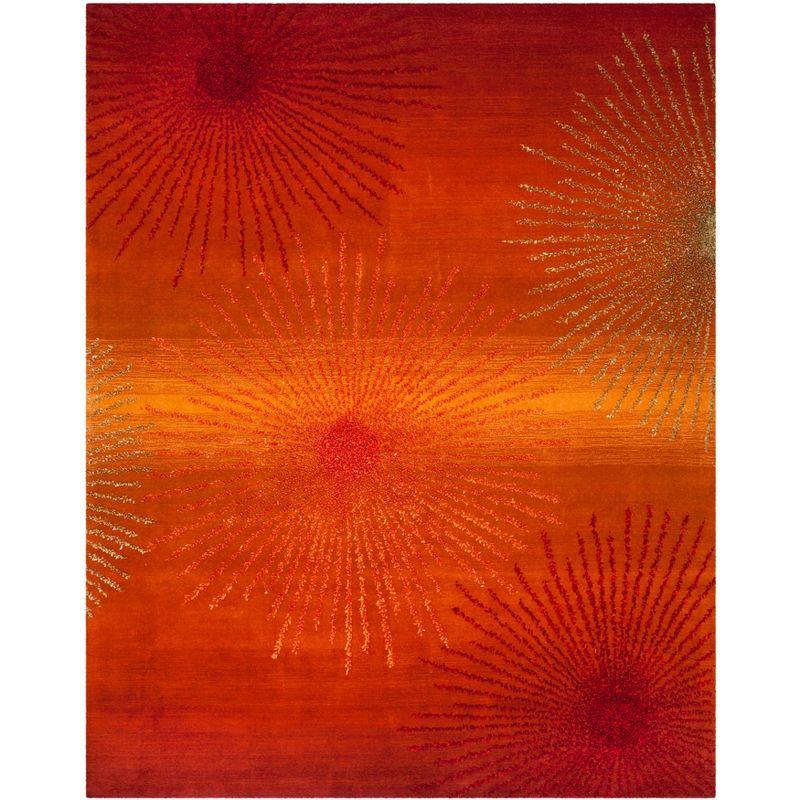 Rust and Multi Hand-Tufted Wool Area Rug, 7'6" x 9'6"