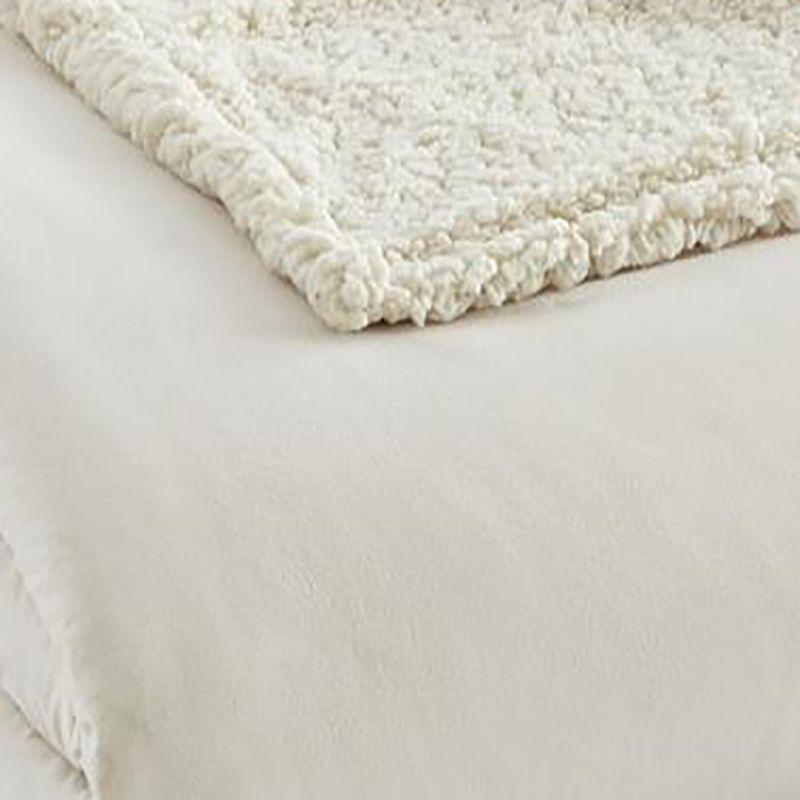 King Size Reversible Fleece Sherpa Blanket in White