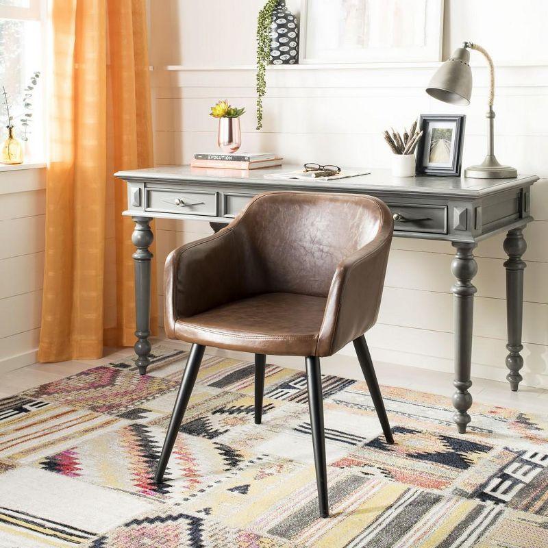 Brown Faux Leather Accent Chair with Black Legs