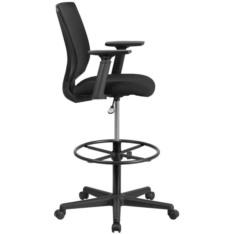 Sinda Mid-Back Mesh Drafting Chair w/ Fabric Seat, Adjustable Foot Ring and Arms