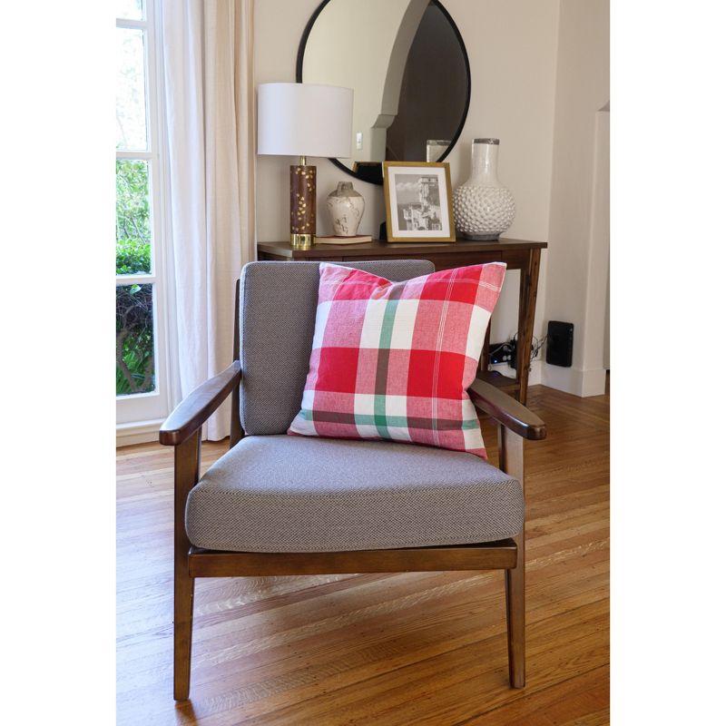 KAF Home Plaid Feather Reversible Throw Pillow