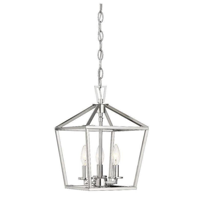 Polished Nickel 3-Light Farmhouse Pendant Chandelier