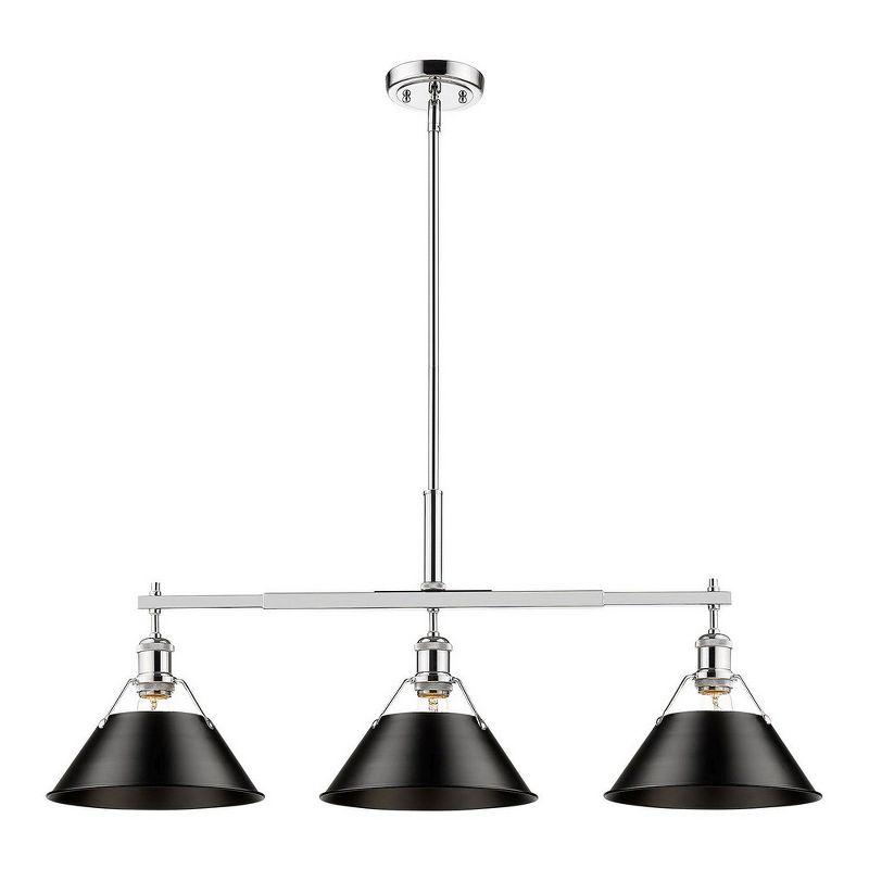 Golden Lighting Orwell 3-Light Linear Pendant in Matte Black with Clear Glass