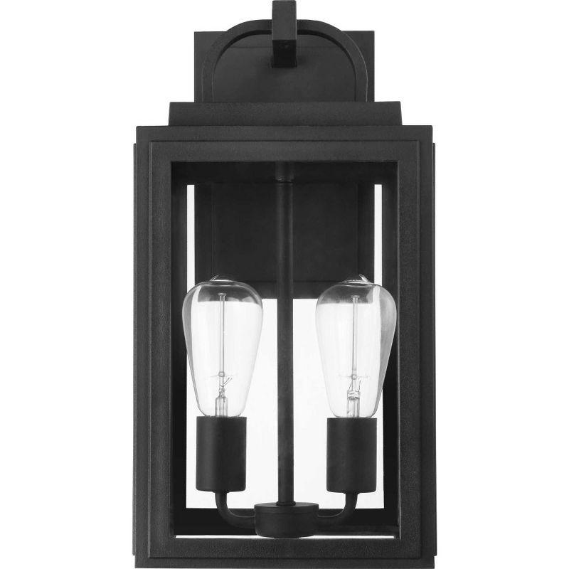 Progress Lighting Grandbury 2-Light Outdoor Hanging Lantern in Black, Clear Glass Panels, DURASHIELD Material