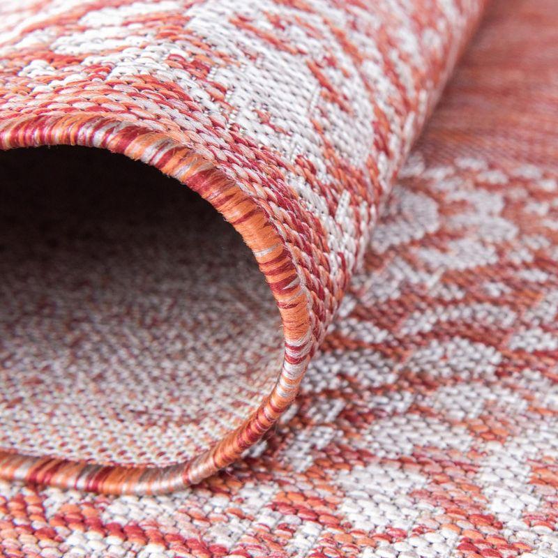 Unique Loom 5' 3 x 8' 0 Rectangle Indoor/Outdoor Border Rust Red Area Rug