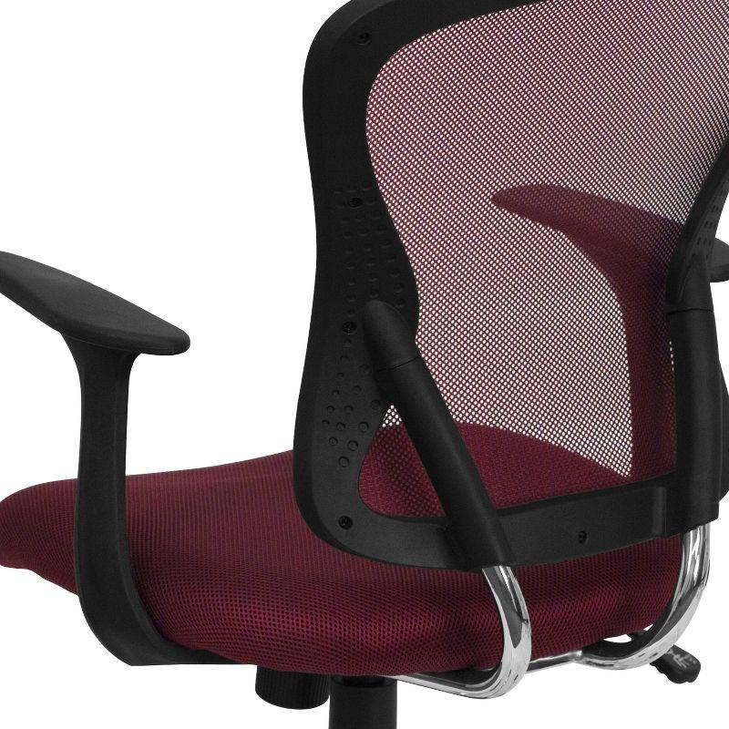 Flash Furniture Mid-Back Burgundy Mesh Swivel Task Office Chair with Chrome Base and Arms