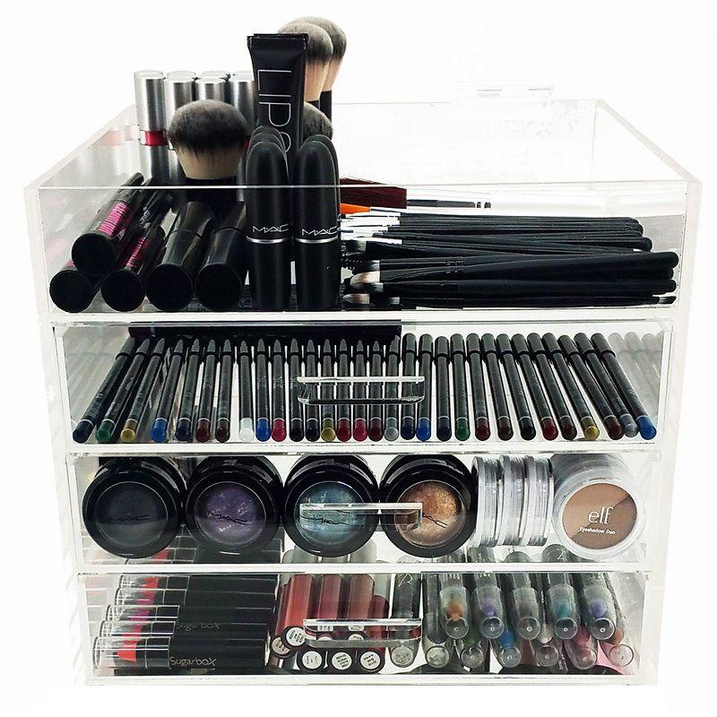 Clear Acrylic 4-Tier Cosmetic Makeup Organizer with Drawers