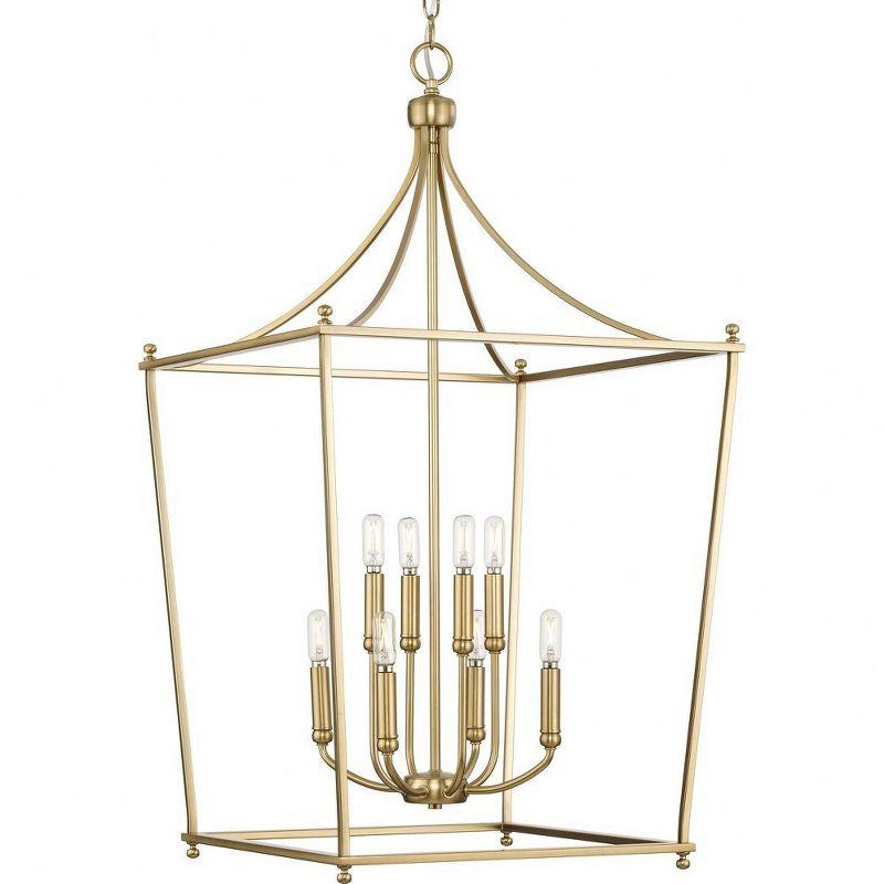 Progress Lighting, Parkhurst Collection, 8-Light Foyer Pendant, Brushed Bronze, Airy Frame, Ideal for New Traditional Interiors.