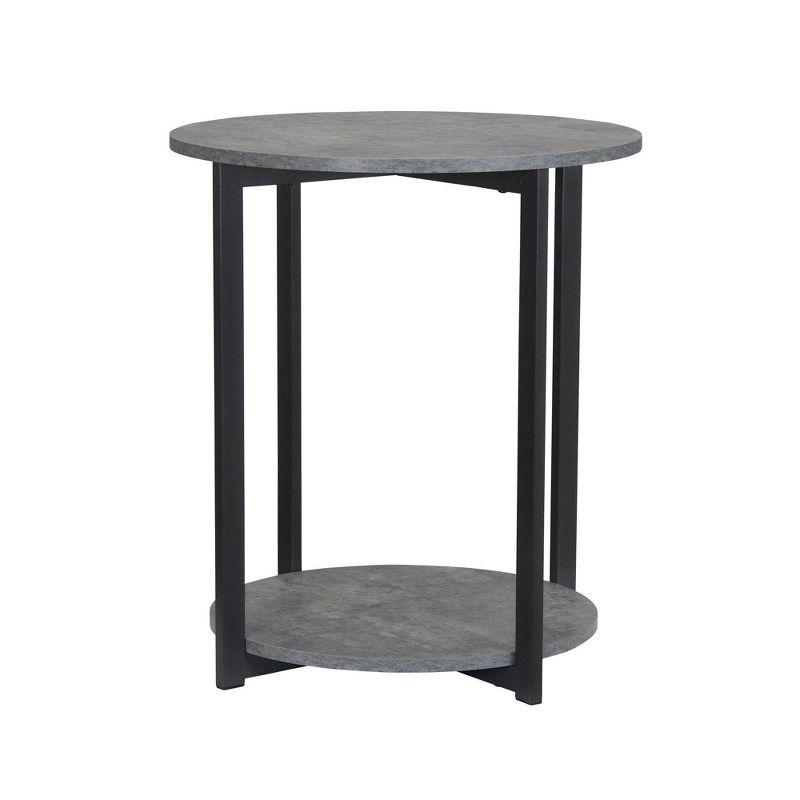 Minimalist 2-Tier Round End Table: Stylish, Multipurpose, Walnut Finish, Living Room