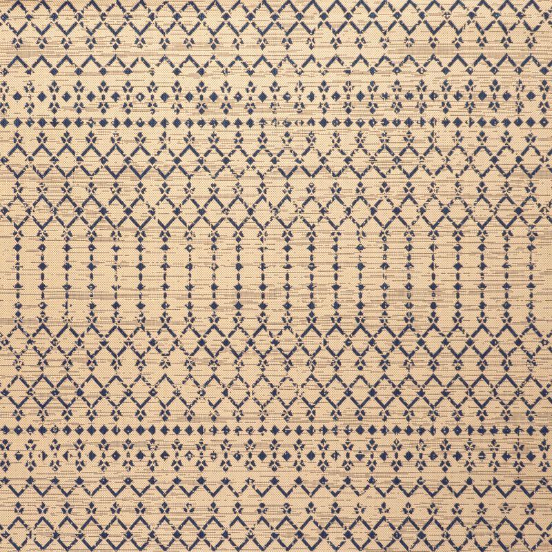 5' x 5' Ourika Moroccan Geometric Textured Weave Indoor/Outdoor Area Rug, Beige/Navy - JONATHAN Y