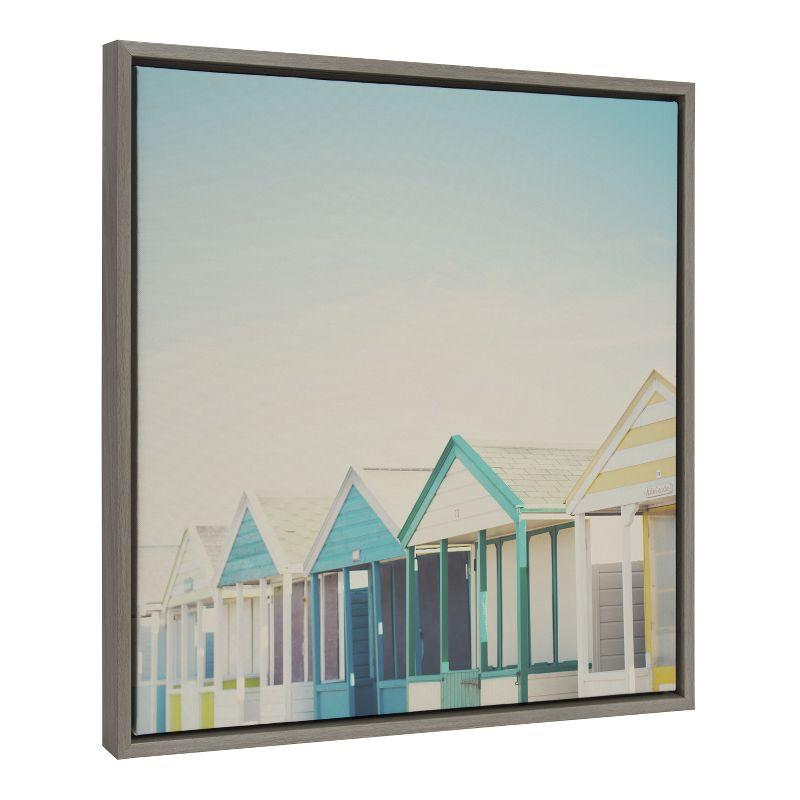 Kate and Laurel Sylvie Beach Hut 2 Framed Canvas by Laura Evans, 22x22, Gray