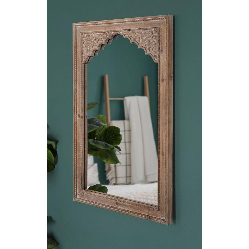 24" x 36" Shivani Wood Framed Decorative Wall Mirror Rustic Brown - Kate & Laurel All Things Decor: Bohemian Vintage Style