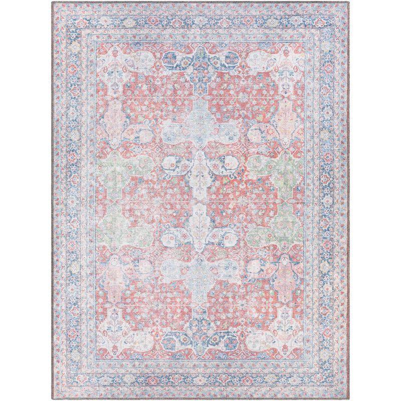 5'3"x7' Alanya Traditional Machine Washable Area Rug Red - Artistic Weavers: Pet Friendly, Flat Pile, Indoor Use