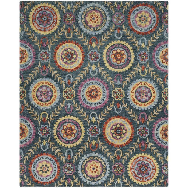 Suzani SZN374 Hand Hooked Indoor Area Rug - Blue/Multi - 8'x10' - Safavieh