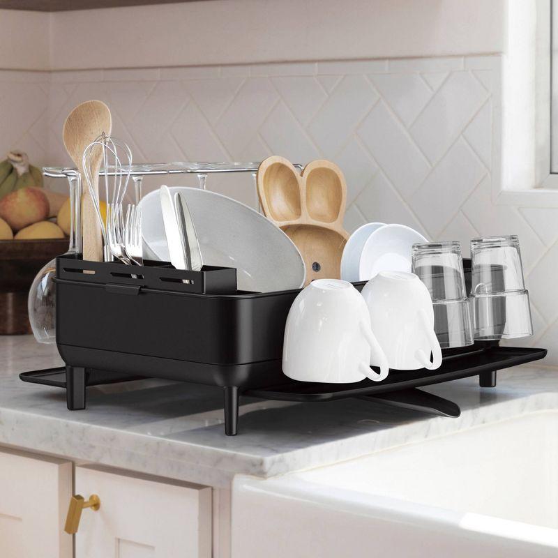 Simplehuman Kitchen Dish Drying Rack, Matte Black Steel