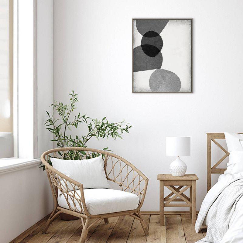 23" x 28" Gray Shapes II by Jennifer Goldberger Framed Canvas Wall Art Print - Amanti Art