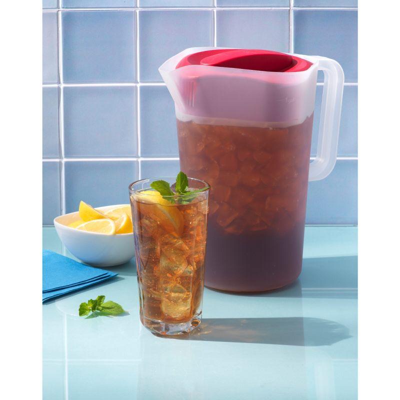 GoodCook Plastic Pitcher with 4 Way Lid - 1 Gallon - Red