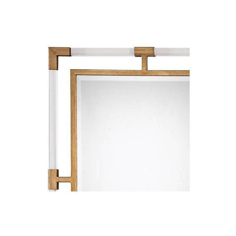 Uttermost Rectangular Vanity Accent Wall Mirror Modern Beveled Gold Iron Clear Acrylic Frame 28" Wide for Bathroom Living Room