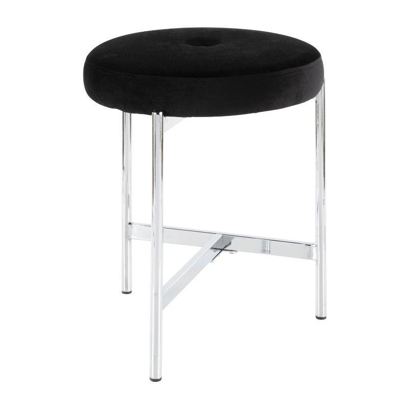 Chloe Modern Black Velvet Vanity Stool with Chrome Base