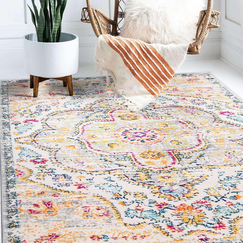 World Rug Gallery Distressed Vintage Bohemian Gray 7'10" x 10' Area Rug:  Medallion Pattern,  Pet Friendly,  Low Cut Pile