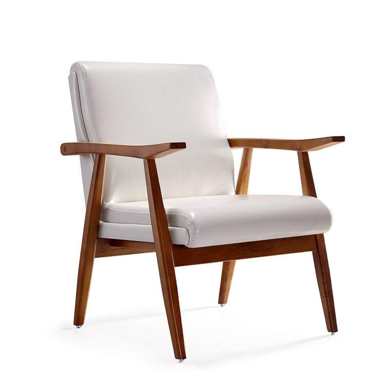 Set of 2 Archduke Faux Leather Accent Chairs White - Manhattan Comfort: Beechwood Frame, No Assembly Required