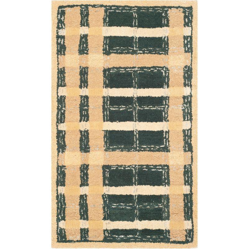 Martha Stewart Hand Tufted Wool/Viscose Plaid Rug in Cornucopia Gold