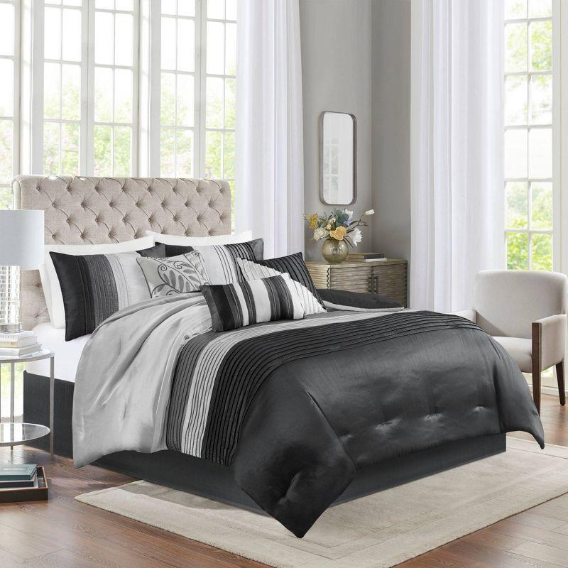 Madison Park Amherst 7 Piece Striped and Pleated Comforter Set & Reviews | Wayfair