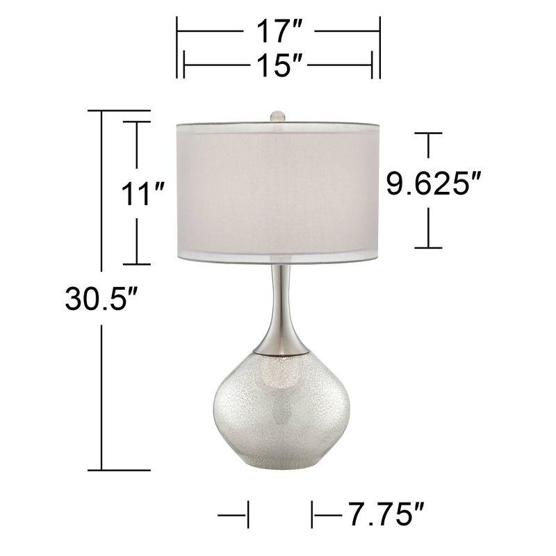 Possini Euro Design Swift Modern Table Lamp 30 1/2" Tall Mercury Glass Double Shade for Bedroom Living Room House Bedside Nightstand Office Entryway