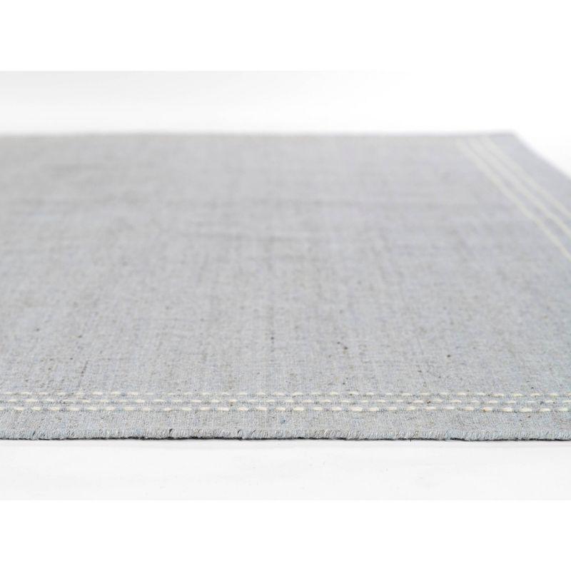 Momeni 3'6"x5'6" Oliver Striped Border Handloomed Area Rug Light Blue: Geometric Wool & Polyester, Low Pile, Indoor Use