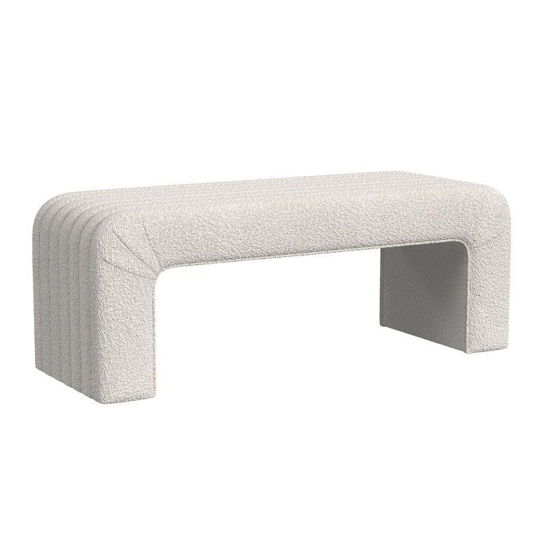 Cream Boucle Upholstered Channel Tufted Bedroom Bench