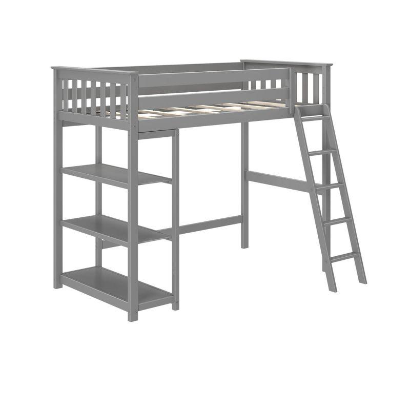 Max & Lily Twin-Size High Loft Bed with Bookcase