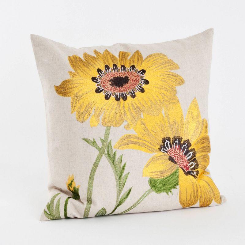 Saro Le Tournesol Pillow Collection Embroidered Throw Pillow