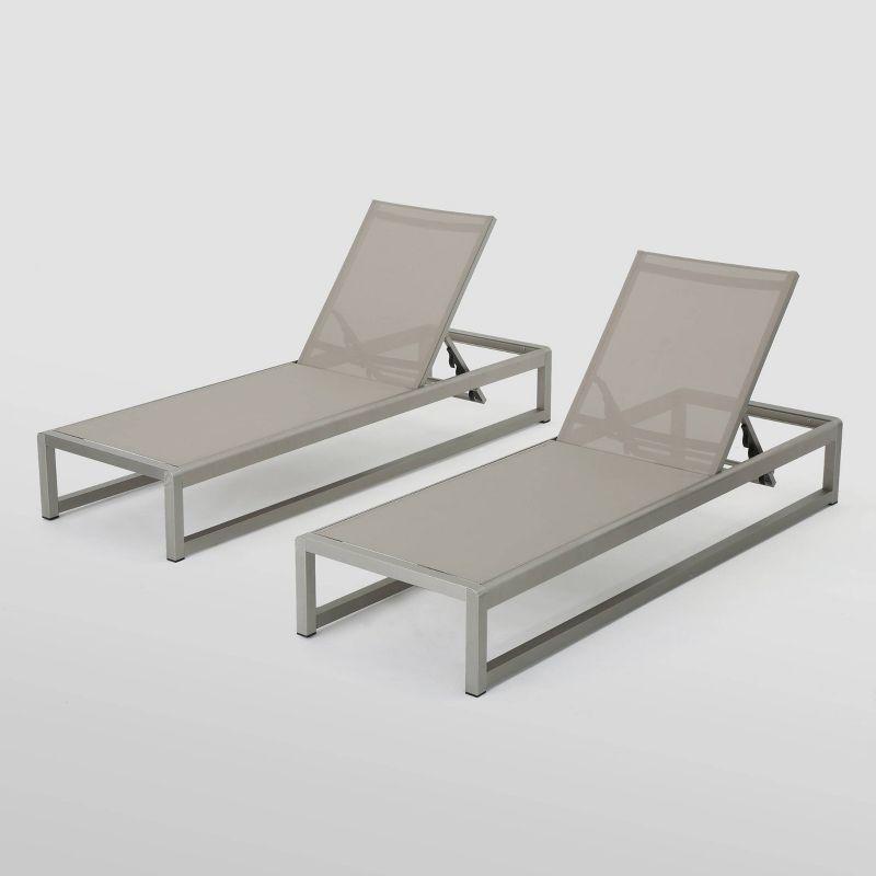 Christopher Knight Home California 2pk Aluminum Chaise Lounge Silver/Gray