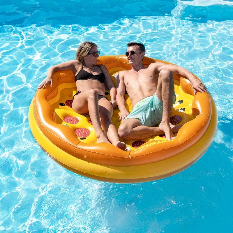 Swimline 70" Inflatable Water Sports Pizza Island 1-Person Round Raft Lounger - Yellow/Brown