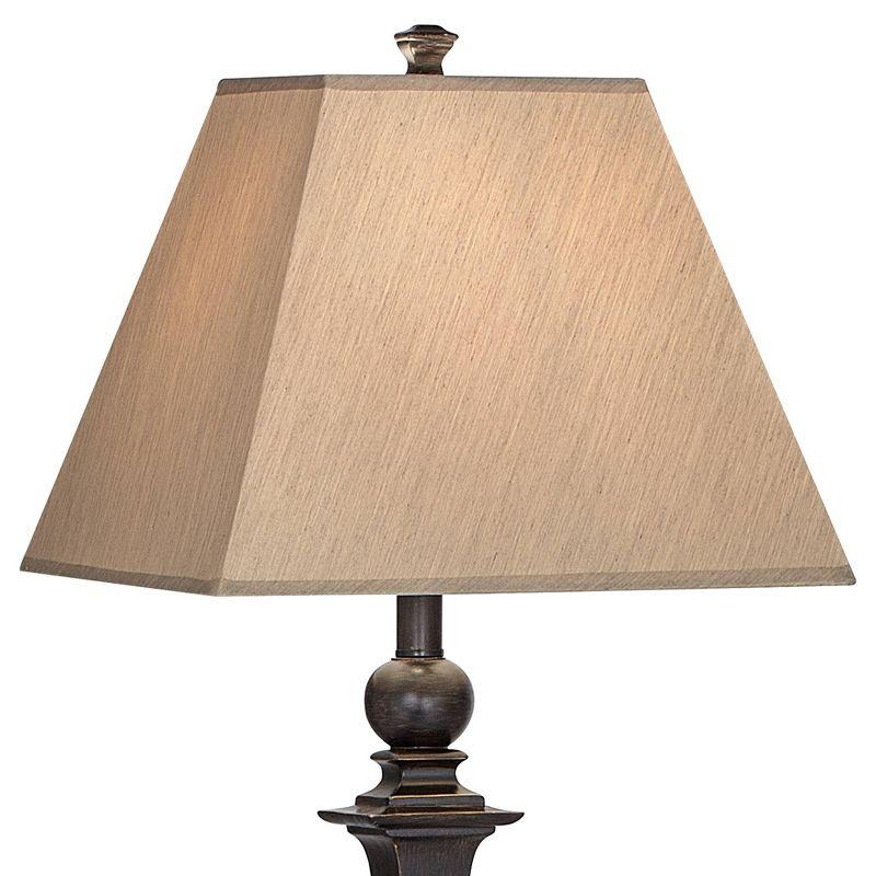 Regency Hill Traditional Floor Lamp 59" Tall Italian Bronze Taupe Faux Silk Square Hardback Shade for Living Room Reading Bedroom Office