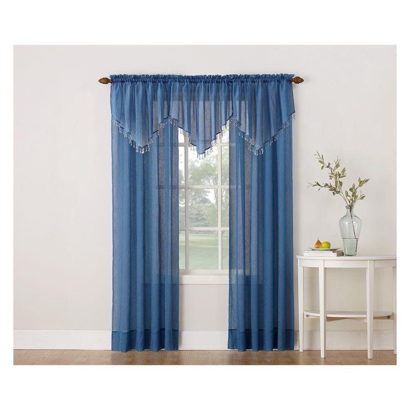 24"x51" Erica Crushed Sheer Voile Beaded Curtain Valance Blue - No. 918