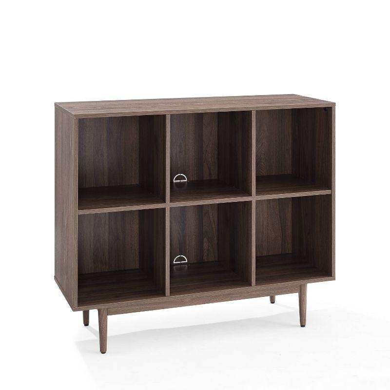 Adjustable Walnut 48" 6-Cube Bookcase with Tapered Legs