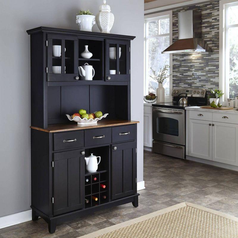 Large Buffet of Buffets Server with Hutch and Oak Top Black - Homestyles