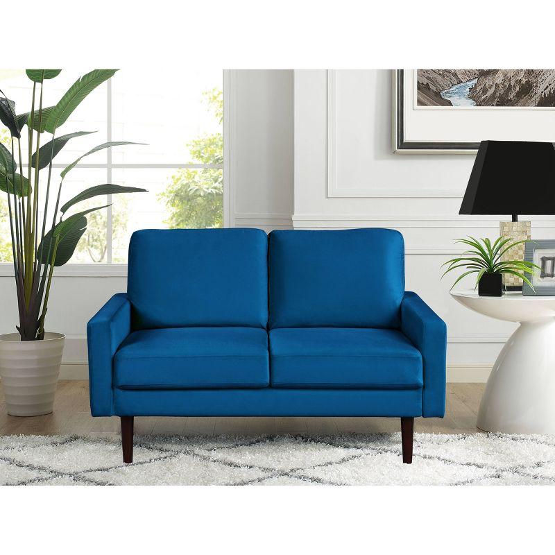 Navy Blue Velvet 48'' Modern Track Arm Loveseat