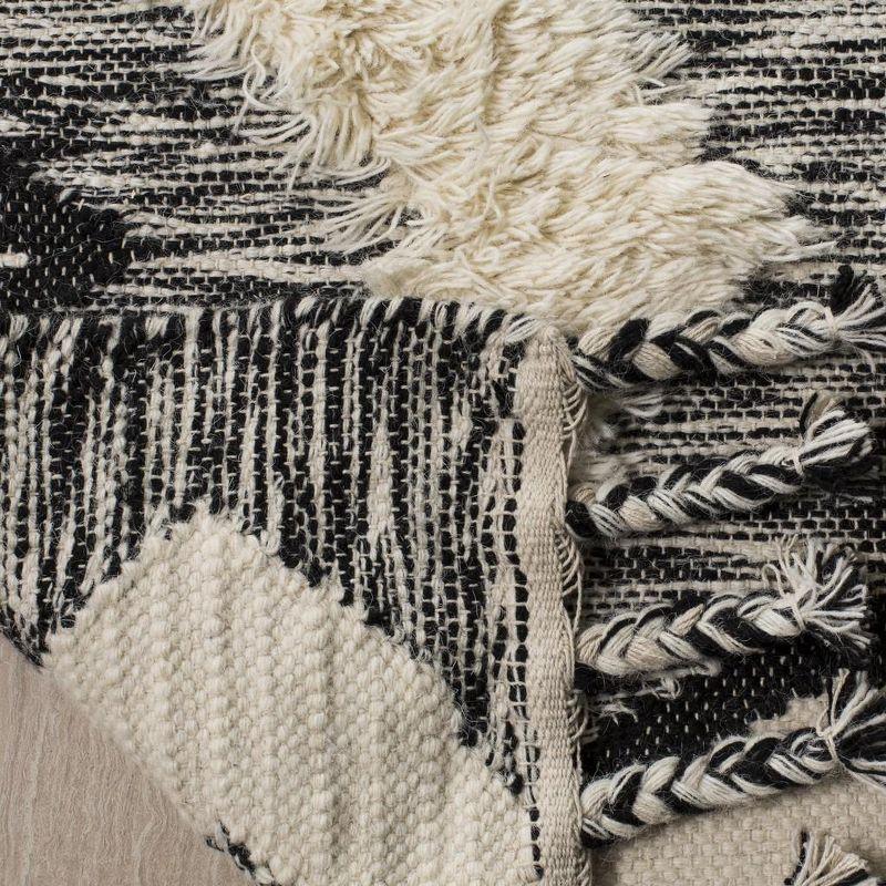 Kenya KNY908 Hand Knotted Area Rug - Black/Ivory - 5'x8' - Safavieh