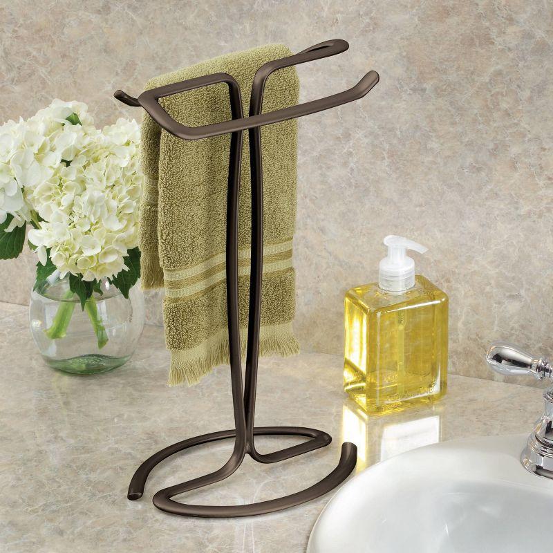 Axis Metal Hand Towel Holder Bronze - iDESIGN: Steel Bathroom Rack, 6.3" Height, Towel Stand for Vanity