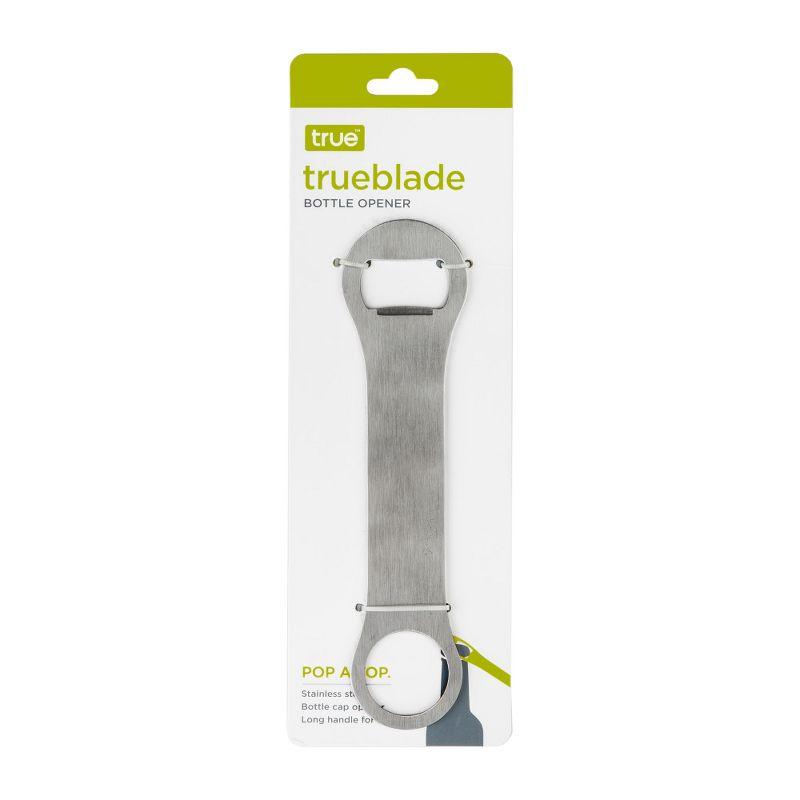 True TrueBlade Bottle Opener, Stainless Steel Beer Bottle Opener, Flat Design with Long Handle, 7.25 Inches, Set of 1