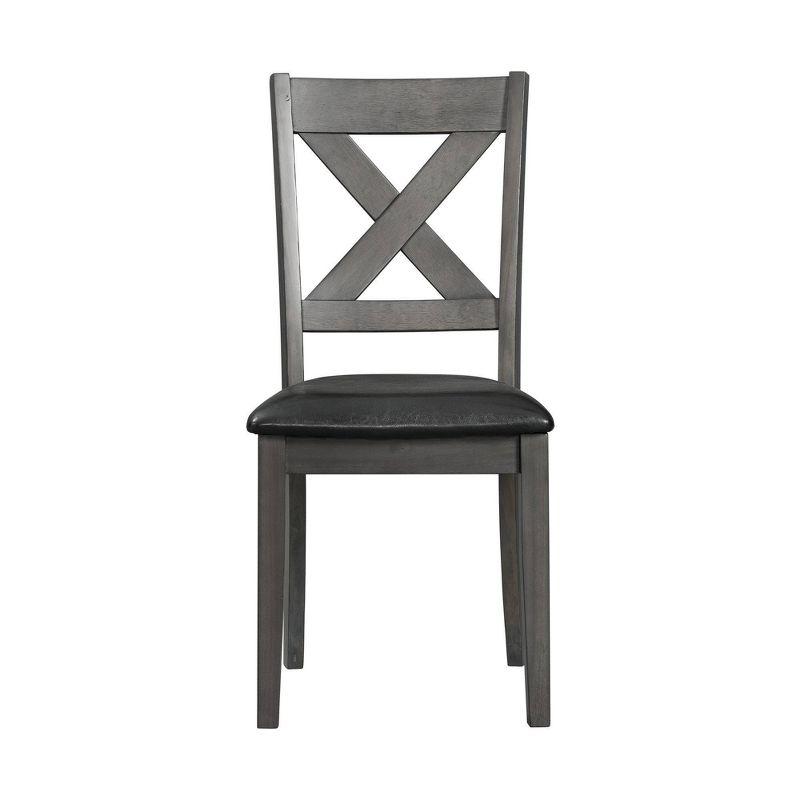 Cross-Back Gray Faux Leather Upholstered Side Chair Set